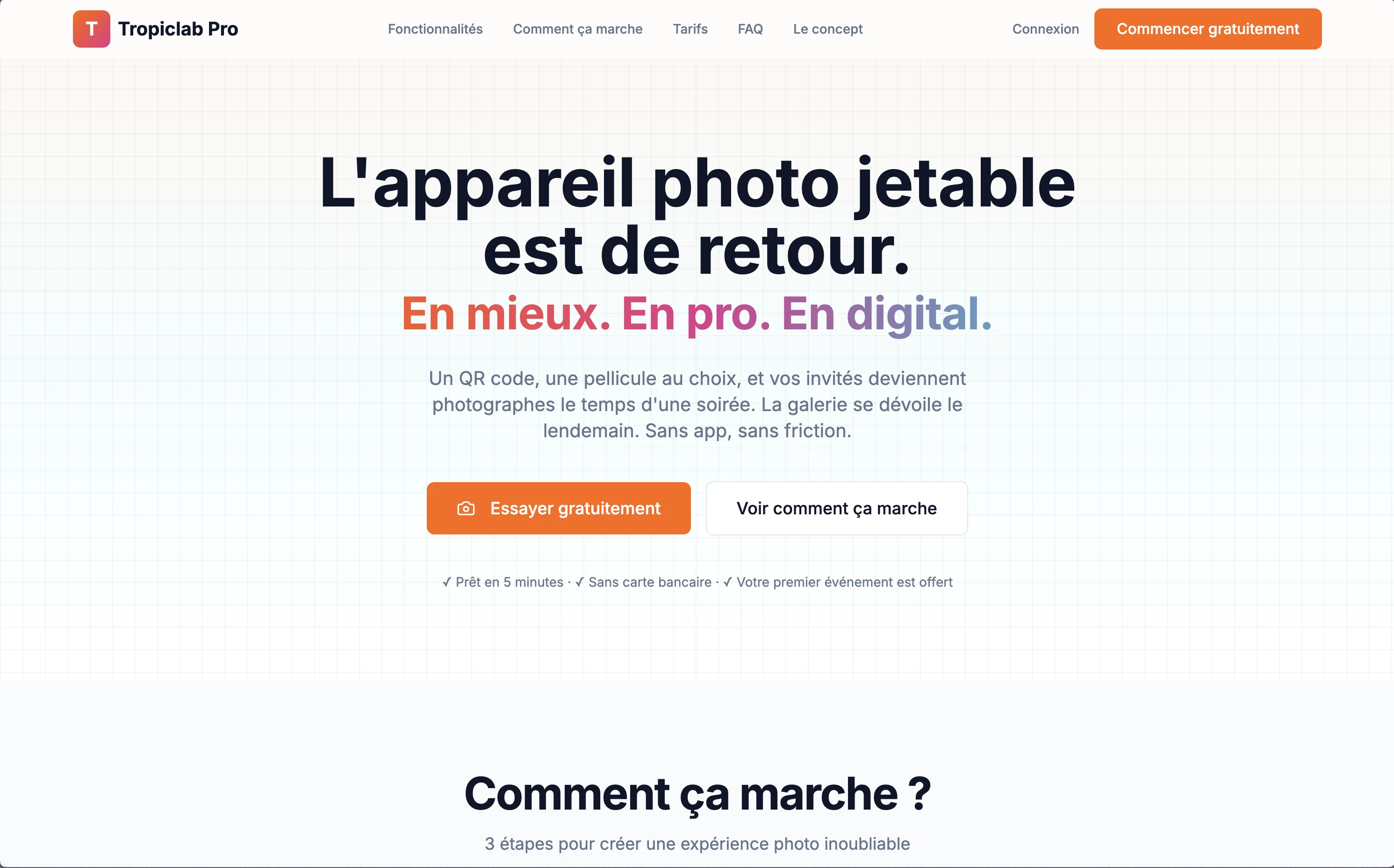 Tropiclab — dashboard administrateur de la plateforme événementielle