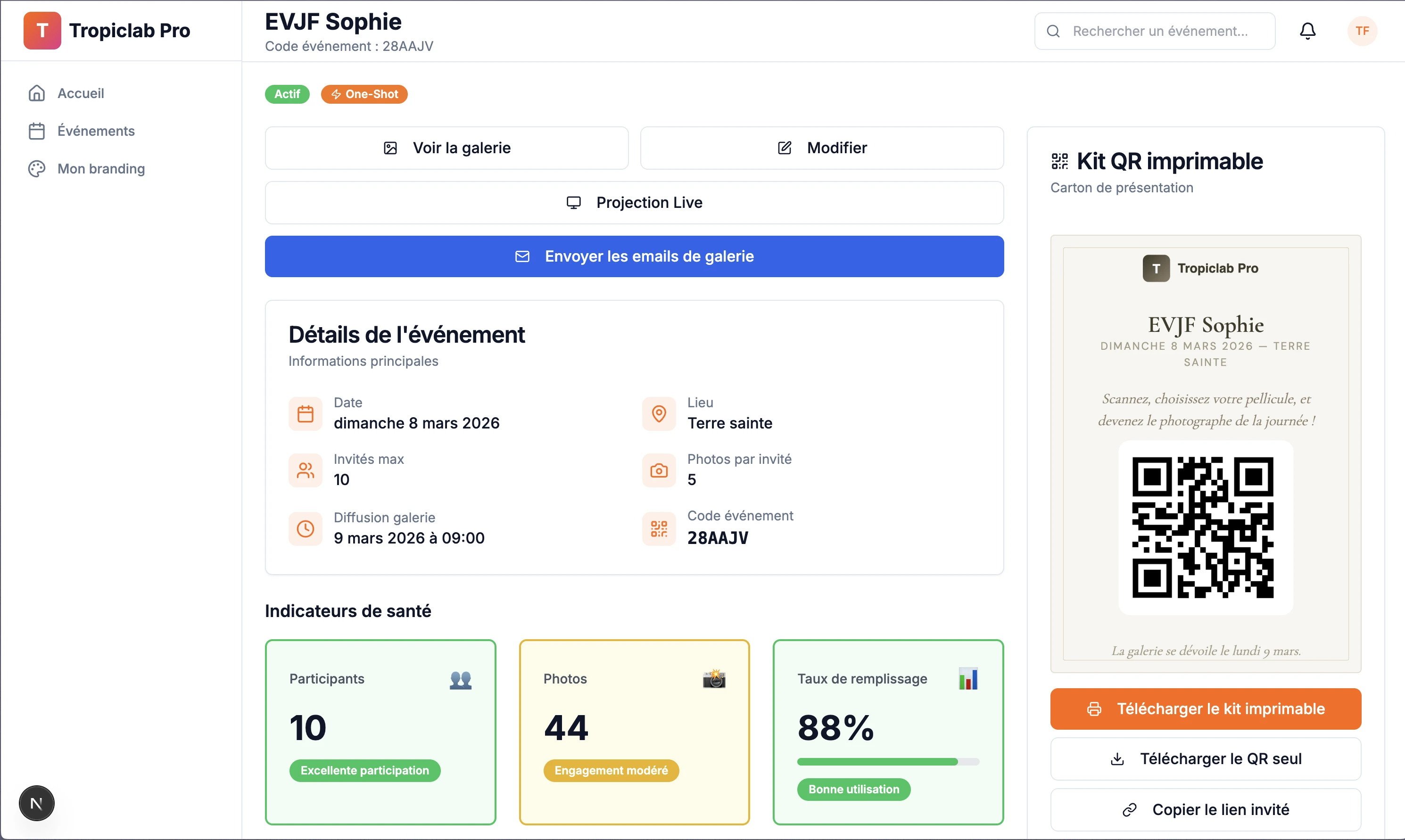 Gestion d'événement